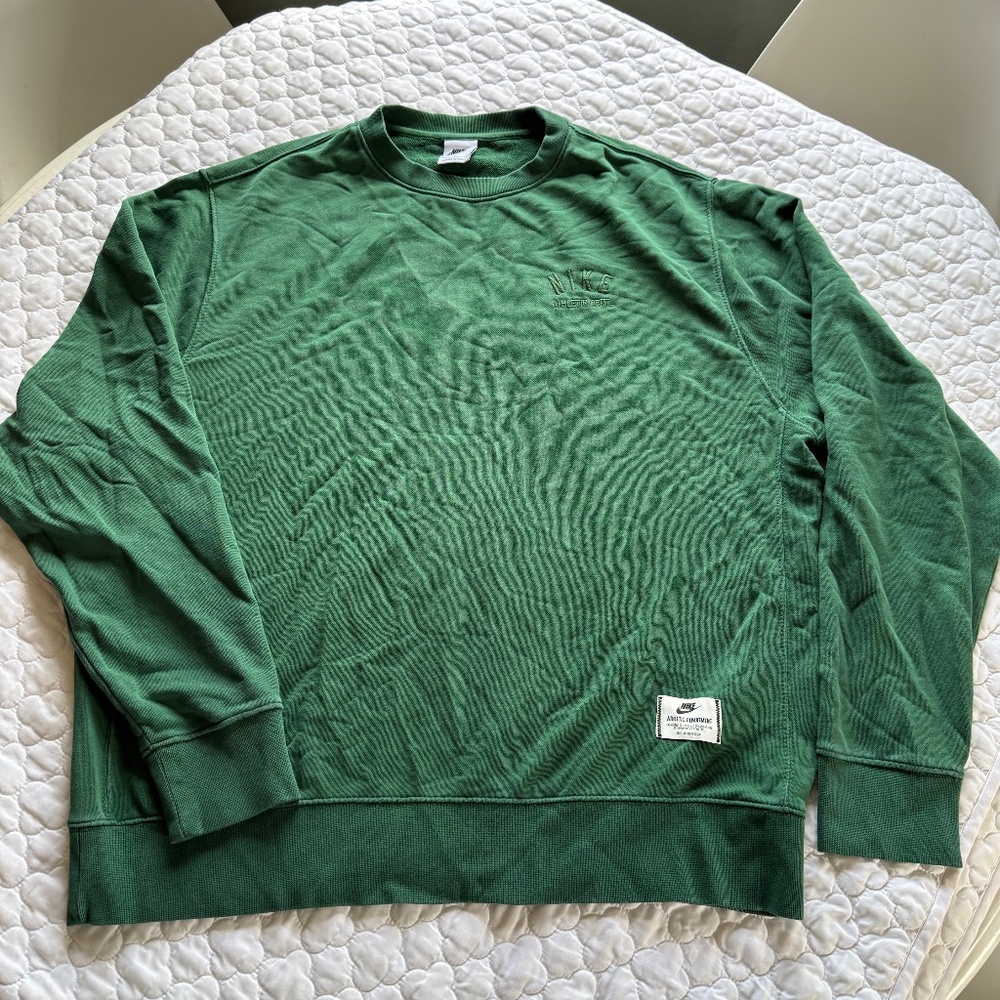 Nike Athletic Department French Terry Green Crew‎ Neck Sweatshirt Mens XL